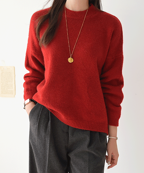 [MADE♡8color]  페로스 부드러운 여성 니트티 베이직 라운드 겨울 니트 스웨터