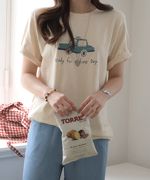 카지 여성 루즈핏 프린팅 티셔츠